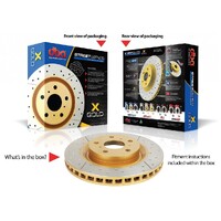 2x Front Street Gold Cross-Drilled/Slotted Rotors (Pajero NS-NX)