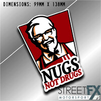 Nugs Not Drugs Sticker Funny Humour Car  Ute  4x4 Pop Culture Aussie Graphic