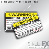 Warning Rules for Car Passengers Funny Truck Ride share window visor