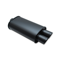 Vibrant StreetPower FLAT BLACK Oval Muffler with Dual 3in Outlets - 2.5in inlet I.D.