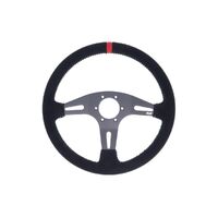 Suede Steering Wheel - Black|Grey Stitching - Black|Grey Stitching