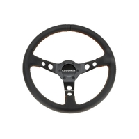 Leather Dished Steering Wheel - Black|Red Stitching - Black|Red Stitching