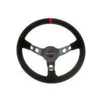 Suede Dished Steering Wheel - Black|Blue Stitching - Black|Blue Stitching