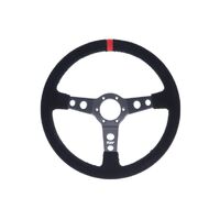 Suede Dished Steering Wheel - Black|Black Stitching - Black|Black Stitching