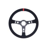 Suede Dished Steering Wheel - Black|Grey Stitching - Black|Grey Stitching