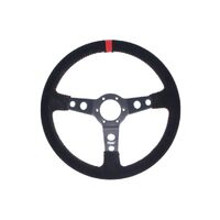 Suede Dished Steering Wheel - Black|Red Stitching - Black|Red Stitching