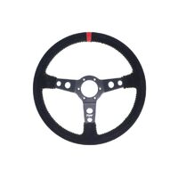 Suede Dished Steering Wheel - Black|Yellow Stitching - Black|Yellow Stitching