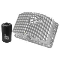 aFe Street Series Engine Oil Pan Raw w/ Machined Fins; 11-17 Ford Powerstroke V8-6.7L (td)