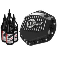 aFe Pro Series Rear Diff Cover Black w/ Machined Fins & Gear Oil 01-18 GM Diesel Trucks V8-6.6L (td)