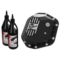 aFe 97-18 Jeep Wrangler TJ/JK Dana 44 Street Series Diff Cover w/ Machined Fins & Gear Oil - Black