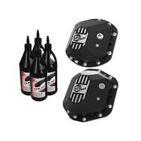 aFe 07-11 Jeep Wrangler JK Street Series Front & Rear Diff. Covers Black w/ Machined Fins/Gear Oil