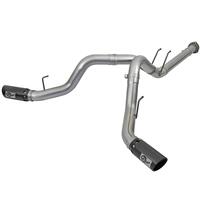 aFe Large Bore-HD 4in 409 Stainless Steel DPF-Back Exhaust w/Black Tip 2017 Ford Diesel V8 6.7L (td)