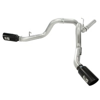 aFe MachForce XP Exhaust 4inch DP-Back All SS 2011-14 GM Diesel Trucks V8-6.6L LML Black Tips