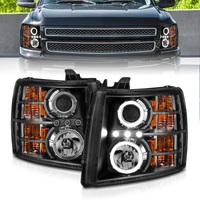 ANZO 2007-2013 Chevrolet Silverado 1500 Projector Headlights w/ Halo Black