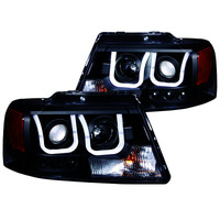 ANZO 2004-2008 Ford F-150 Projector Headlights w/ U-Bar Black