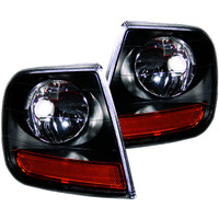 ANZO Corner Lights 1997-2003 Ford F-150 HARLEY DAVIDSON Style Corner Lights Black w/ Amber Reflector