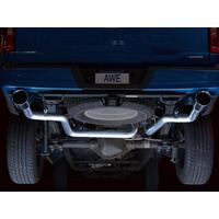 AWE 0FG 21+ Ford F150 Dual Split Rear Exhaust - 5in Chrome Silver Tips