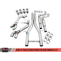 AWE Tuning 16-19 Chevy Camaro SS Resonated Cat-Back Exhaust -Track Edition (Quad Chrome Silver Tips)