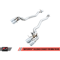 AWE Tuning 18-19 BMW M5 (F90) 4.4T AWD SwitchPath Axle-back Exhaust - Chrome Silver Tips