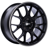 BBS CH-R 18x8.5 5x112 ET47 Satin Black Polished Rim Protector Wheel -82mm PFS/Clip Required