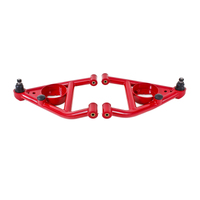 BMR 67-69 F-Body A-arms Lower, DOM Non-adjustable Polyurethane Bushings Front Bump Stops Red