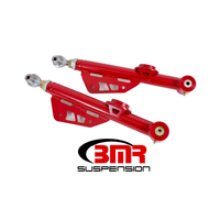BMR 79-98 Fox Mustang On-Car Adj. Lower Control Arms / Rod End Combo (Polyurethane) - Red