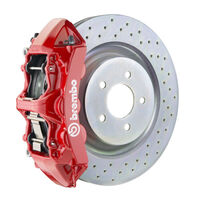 Brembo 16+ Camaro LS/LT/SS Front GT BBK 6 Piston Cast 355x32 1pc Rotor Drilled-Red