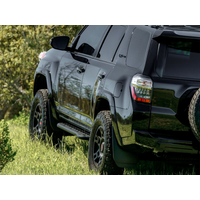 Cali Raised 10-24 Toyota 4Runner Step Ed Bolt On Rock Sliders - Kick Out/PwdrCoat Plate/Raw St