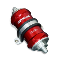 Fuelab 818 In-Line Fuel Filter Standard -6AN In/Out 10 Micron Fabric - Red