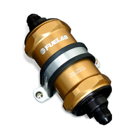 Fuelab 818 In-Line Fuel Filter Standard -10AN In/Out 10 Micron Fabric - Gold