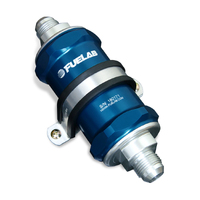 Fuelab 818 In-Line Fuel Filter Standard -6AN In/Out 40 Micron Stainless - Blue