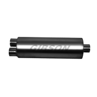 Gibson SFT Superflow Dual/Offset Round Muffler - 8x24in/2.5in Inlet/3in Outlet - Stainless