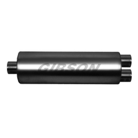 Gibson SFT Superflow Center/Dual Round Muffler - 8x24in/3.5in Inlet/3in Outlet - Stainless