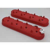 Granatelli 96-22 GM LS Tall Valve Cover w/Integral Angled Coil Mounts - Red Wrinkle (Pair)