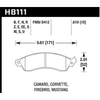 Hawk 1990-1990 Chevy Camaro Iroc-Z (w/Heavy Duty Brakes) High Perf. Street 5.0 Front Brake Pads