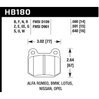 Hawk 77-82 BMW 320I / 83-90 Alfa Romeo Spider / 84-86 Alfa Romeo Spider HPS Street Rear Brake Pads