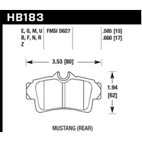 Hawk 87-11 Ford Mustang Rear Blue 9012 Race Rear Brake Pads