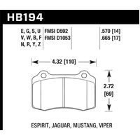 Hawk 2005-2005 Volvo S40 I HPS 5.0 Rear Brake Pads