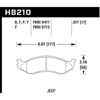 Hawk 1990-1998 Jeep Cherokee (BJ) (4WD) HPS 5.0 Front Brake Pads