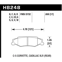 Hawk 97-12 Corvette/01-04 Z06/05-09 Z51 Blue 9012 Race Rear Brake Pads