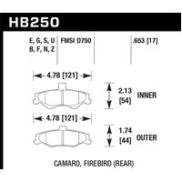 Hawk 1998-2002 Chevrolet Camaro SS 5.7 HPS 5.0 Rear Brake Pads