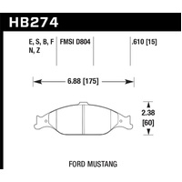 Hawk 1999-2004 Ford Mustang Base 3.8 HPS 5.0 Front Brake Pads