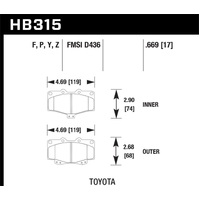 Hawk 95-98 Toyota Tacoma HPS 5.0 Front Brake Pads