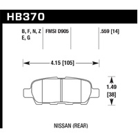 Hawk 03-07 350z / G35 / G35X w/o Brembo Blue 9012 Rear Race Pads