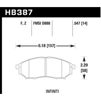 Hawk 06-09 350z/ 05-08 G35 w/o Brembo Performance Ceramic Street Front Brake Pads