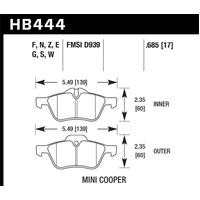 Hawk 06-08 Mini Cooper Base/ S 1.6L HPS 5.0 Front Brake Pads