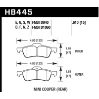 Hawk 02-08 Mini Cooper HPS 5.0 Street Rear Brake Pads