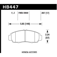 Hawk 03-04 Honda Accord HPS Street Front Brake Pads