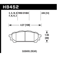 Hawk 05-06 Saab 9-2X / 06-07 Subaru Impreza 2.5i / 04-05 Impreza WRX Blue 9012 Race Rear Brake Pads