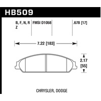 Hawk 05 Chrysler 300C w/ Perf. and HD Suspension HPS Street Front Brake Pads